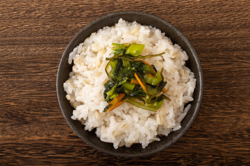 野沢菜昆布　ご飯