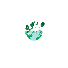 green world map and universe image illustration icon vector