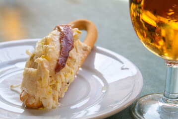 Close-up of a marinera, a typical appetizer from Murcia that is part of the gastronomic culture of the province