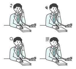 電話対応をするビジネスパーソンのイラスト素材