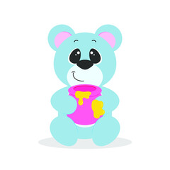 teddy bear holding a jar of honey