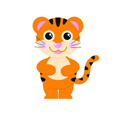 cute tiger cub on white background
