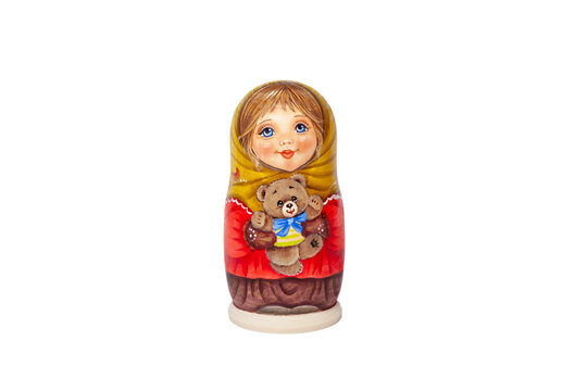 Traditional Russian souvenir Matryoshka on a white isolated background