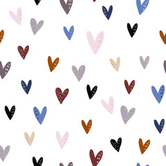 Creative seamless pattern with colorful hearts. Modern texture great for fabric, textile, apparel, wallpaper. Vector illustration