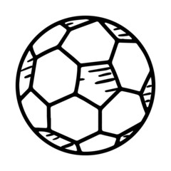 Obraz premium Football soccer ball linear vector icon in doodle sketch style