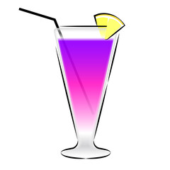 Pink cocktail with lemon
