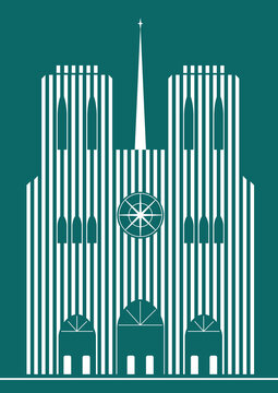 Dessin stylis&eacute; d'une cath&eacute;drale gothique