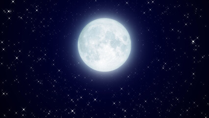 full moon and starry night  wallpaper, glowing and shiny stars and big moon, space and galaxy, dark night sky