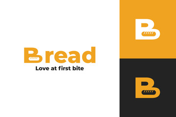 Letter B with bread icon logo design