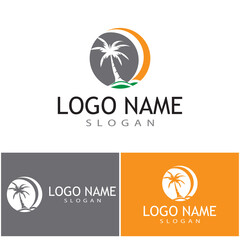 Naklejka na ściany i meble Palm tree summer logo template vector illustration