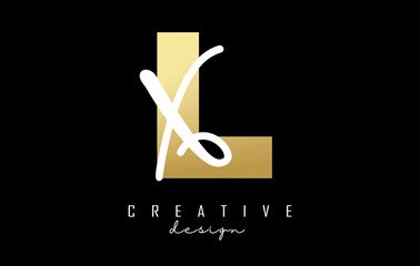 Golden Letters LX Logo with a minimalist design. Letters L and X with geometric and handwritten typography.
