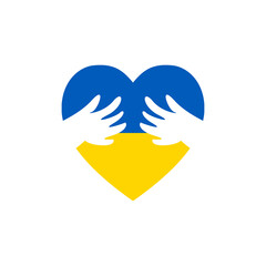 Ukraine flag heart hug illustration design vector