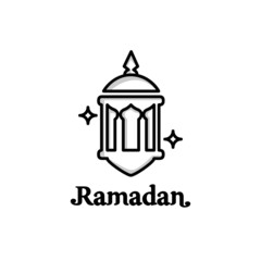 Line art lantern icon ramadan design vector