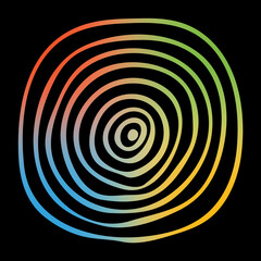 Abstract circles. Rainbow colors on a dark background, vector illustration.