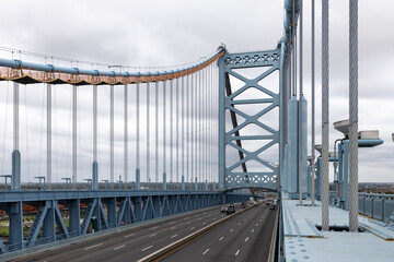 I-676 crosses the Delaware River on the Benjamin Franklin Bridge from Philadelphia, Pennsylvania into Camden, New Jersey, USA