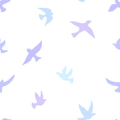 Vector minimalistic seamless pattern with birds, bird silhouettes