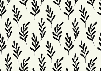 Vector seamless pattern with branches. Background with silhouettes of branches.