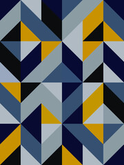 Abstract vector minimalistic poster with simple shapes. Geometric background in blue-yellow-gray