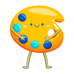 Color Palette Mascot in Flat Cartoon Style