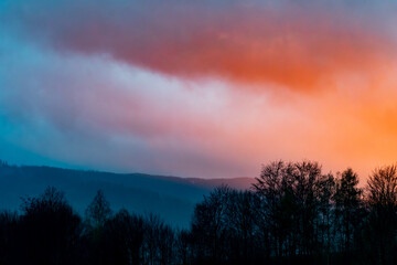 Stunning sunset sky glowing multicolor