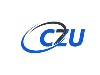 CZU letter creative modern elegant swoosh logo design - obrazy, fototapety, plakaty
