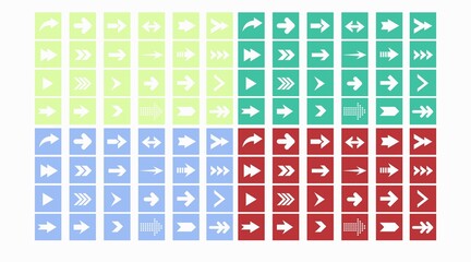 Arrows Icon Set. Vector isolated editable set of different color and shape arrows