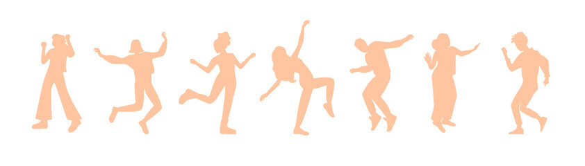 beige silhouette of people in dance poses on a white background