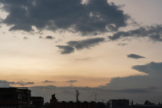 Beautiful colorful orange sunset in Bogot&aacute; Colombia