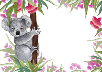 Koalas illustration for postcards and posters .Cute animals of Australia © mitrushova