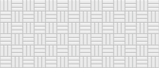 Tile subway. Brick wall. Seamless metro background. White ceramic pattern. Cement texture. Old rectangle brickwall. Apron faience print. Vintage stone surface. kitchen backsplash. Vector illustration