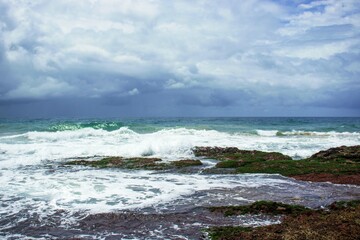 Fototapeta na wymiar seascape view with rocks of the ocean on the south coast of South Africa