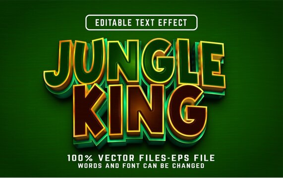 jungle king 3d cartoon text effect premium vectors