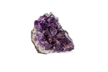 Amethyst Crystal Druse  macro mineral on white background