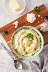 mashed cauliflower with butter. ketogenic paleo diet side dish