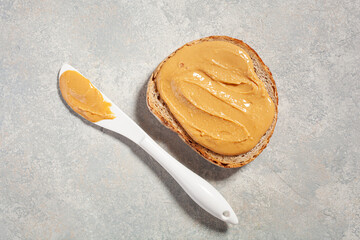 smooth peanut butter bread toast, healthy traditional sandwich