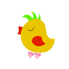 Cute little chick, a funny yellow bird icon