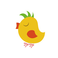 Cute little chick, a funny yellow bird icon