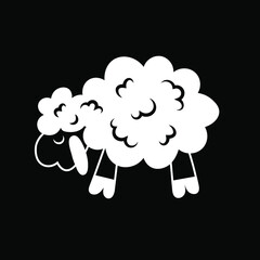 A sheep icon, a white sheep on a black background