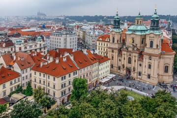 Fototapeta na wymiar Prague panoramic view of the city of Prague at the Old Town Square, Czechia