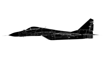 Vista lateral de avión de combate MIG-29 - obrazy, fototapety, plakaty