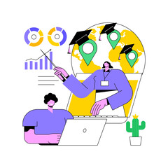 Global online education abstract concept vector illustration. E-learning tools, internet training webinar, digital course, remote education, individual learning plan, access abstract metaphor.