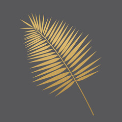 golden palm leavaf on black background- vector illustration