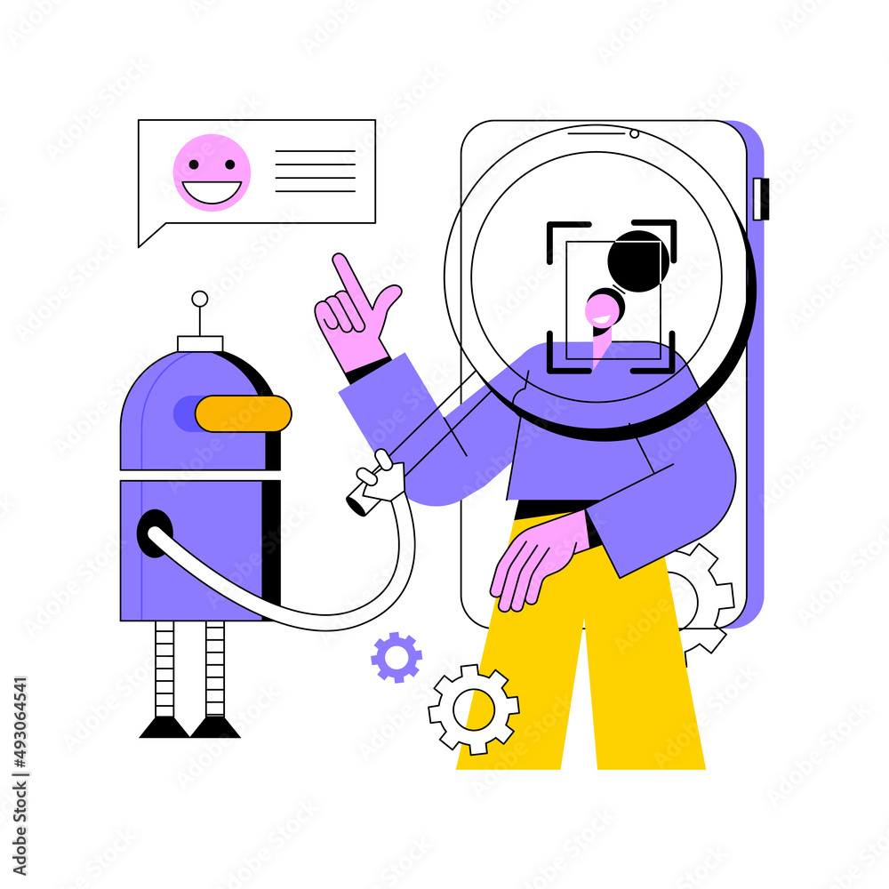 Poster affective computing abstract concept vector illustration. recognize user emotional state, human-comp