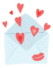 Cute romantic letter sticker. Love message symbol