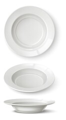 Dinner serving dish mockup. Realistic white plate