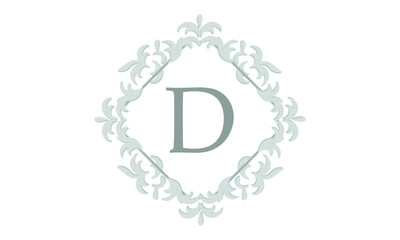Elegant floral monogram design template for letter D. Wedding monogram. Calligraphic elegant ornament. Business sign, identity monogram for restaurant, boutique, hotel, heraldic, jewelry.