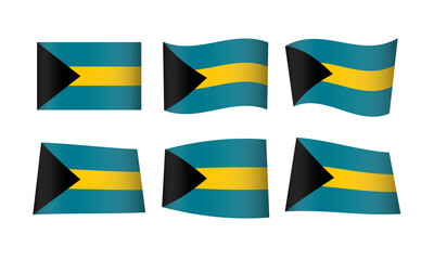 The Bahamas Flag Set Bahamian Flags National Symbol Banner Icon Vector Stickers America Republic Kingdom Nassau Wave Flags Country State Day Emblem Wavy Realistic Independence Culture Nation USA