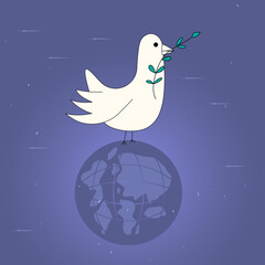 White dove of peace Vector illustration for Earth Day and World Environment Day