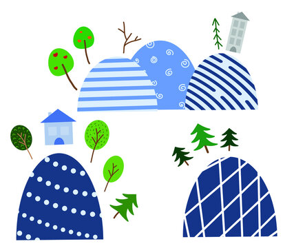 Flat vector illustration colorful wall stickers set ready to print: 