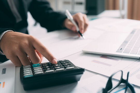 Businessman working on Desk office business financial accounting